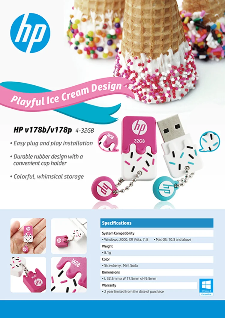 hp USB флэш-диск 32 ГБ флеш-накопитель 64 ГБ com X178b 16 Гб мультфильм Cle usb мини-память Флешка автомобильный компьютер двойного назначения