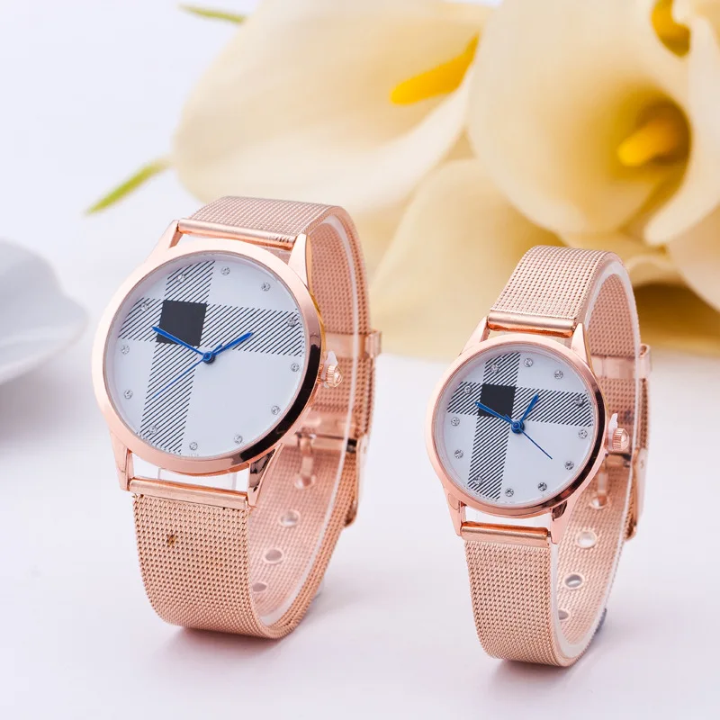 Новый Лучший бренд Плед смотреть женщины роскошные платья полный стали часы мода