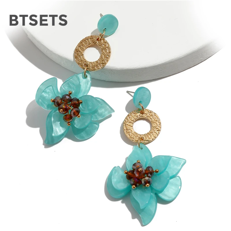 Женские серьги в виде цветка ювелирное изделие богемные массивные акриловые