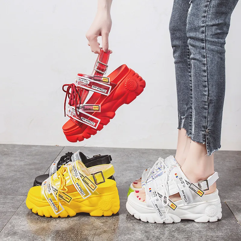 Женские сандалии гладиаторы на танкетке повседневные пляжные шлепанцы толстой