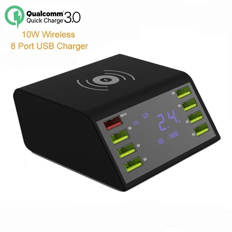 Беспроводное зарядное устройство 9 в 1 Qc 3 0 быстрая зарядка 8 Usb-портов зарядная