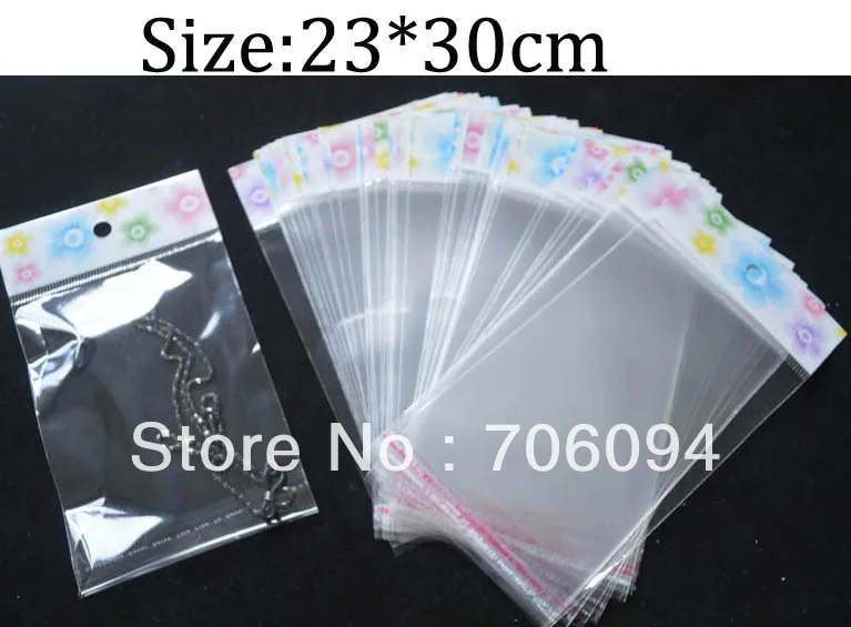 23*30cm,Thickness:0.08mm,400pcs/lot Clear Self Adhesive Seal Poly Opp Plastic Bag With Header,Custom logo Jewerly plastic bag
