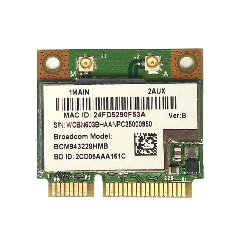Новый Wi-Fi для Bluetooth 4 0 плата Wireless Wlan Card Broadcom BCM943228HMB половинный Mini PCI-E
