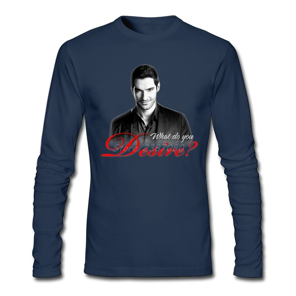 Футболка Lucifer Morningstar Хлопковая мужская рубашка с длинным рукавом и круглым