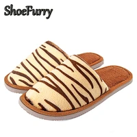 shoefurry winter women casual shoes indoor slippers leopard warm plush shoe female home slippers men cotton shoes furry slippers