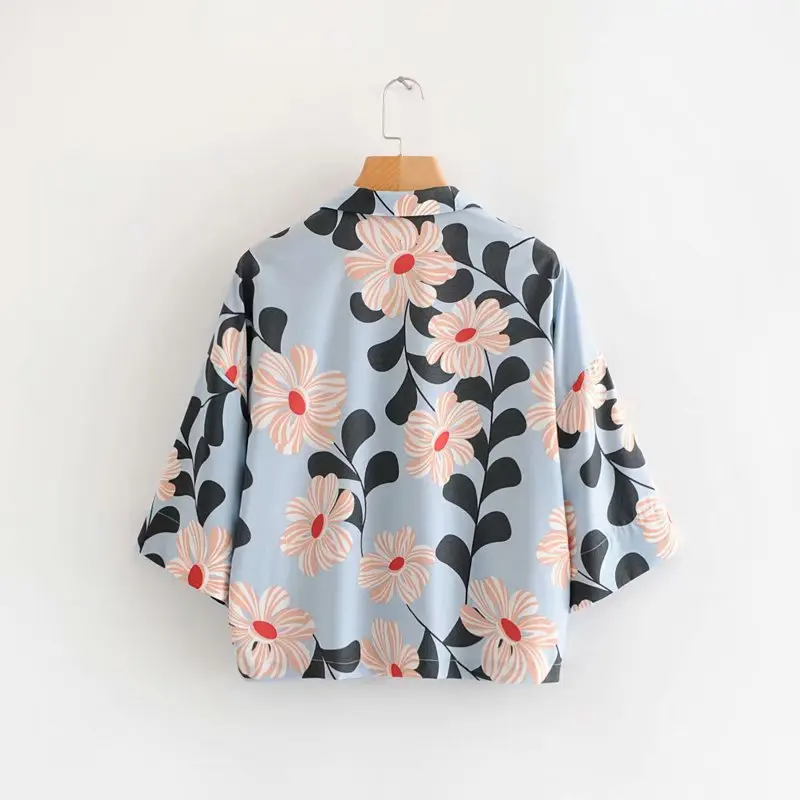 

Summer Vocation Flower Print Blouse Hawaii Style Cute Shirt Women Top Chemise Femme Chemisier Blusa Mujer Camisa