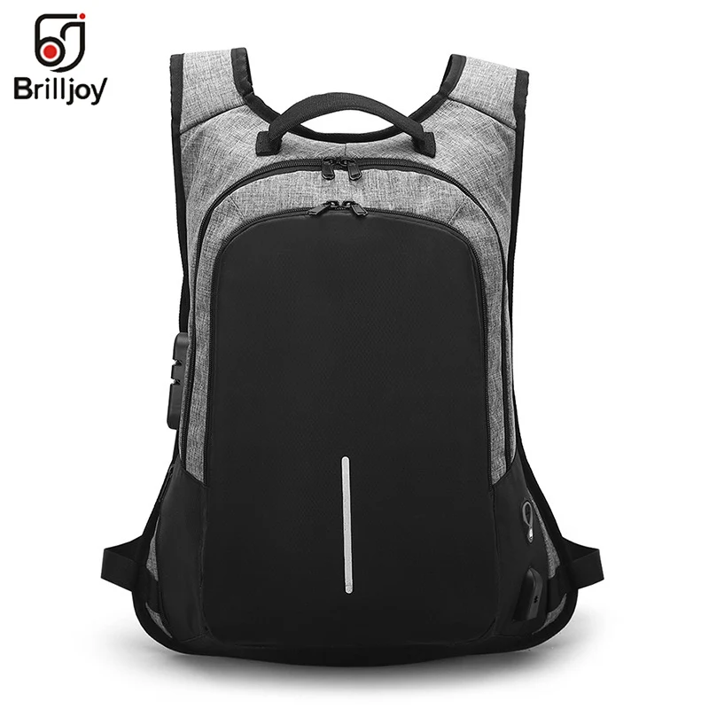 

Brilljoy Multifunction USB charging Men 15inch Laptop Backpacks Teenager Fashion Male Mochila Leisure Travel backpack anti thief