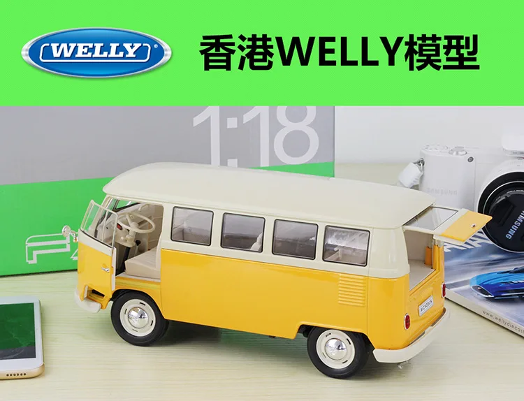 1:18 Welly VW T1 1963 мини автобус фургон классический литой модельный автомобиль