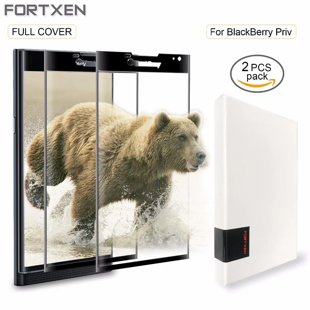 Fortxen 3D закаленное Стекло для blackberry priv [2 шт. лот] Полное покрытие защитной Экран