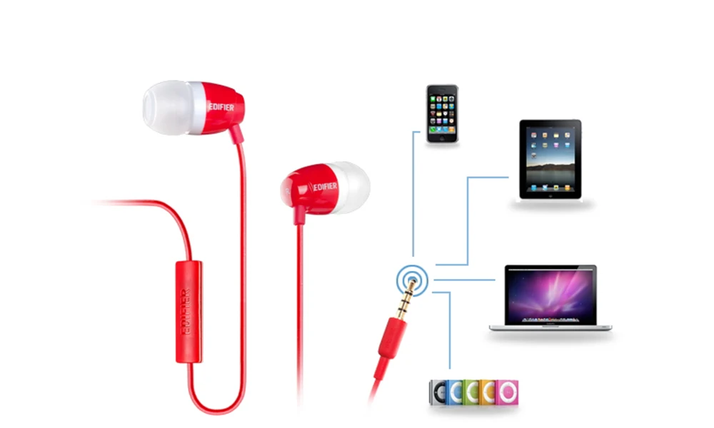 EDIFIER P210 наушники в ухо с микрофоном бас стерео гарнитура Hands-Free проводной Контрольный динамик HiFi наушники для смартфонов