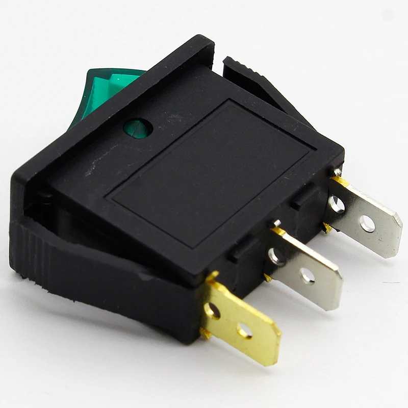5 шт./лот Зеленый светодиод SPST 3PIN вкл./выкл. G124 рокер переключатель 15A/250 В 20A/125
