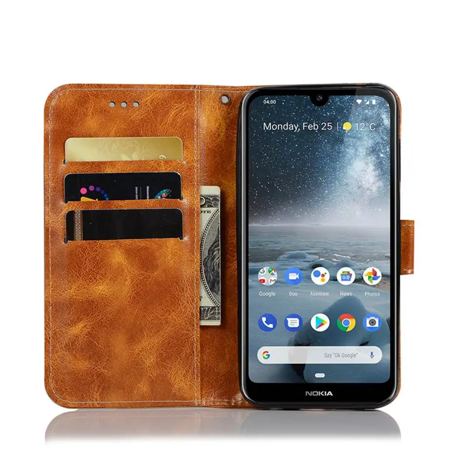 Флип кейс для Nokia 4 2 чехол кошелек ретро телефона из искусственной кожи TA 1157 1150 1133