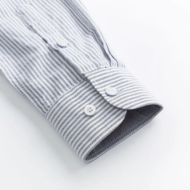 Мужская рубашка в полоску Повседневная приталенная из 100% хлопка с длинным