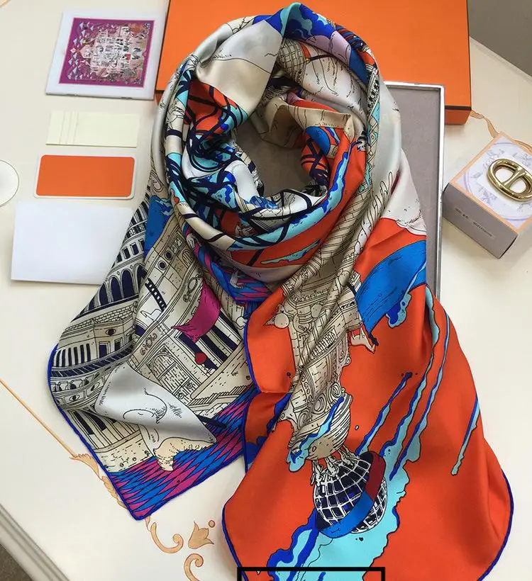 Женский шёлковый шарф 16 момме 140x140 см|brand silk scarf|designer brand scarfdesigner scarf |