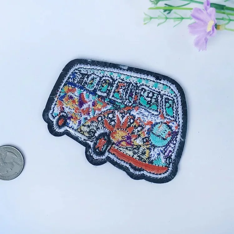 5X Hippie Bus Patch Psychedelic Art Sewing On Embroidery DIY Embroidered Iron Applique for Clothes Handmade Hardwork | Дом и сад