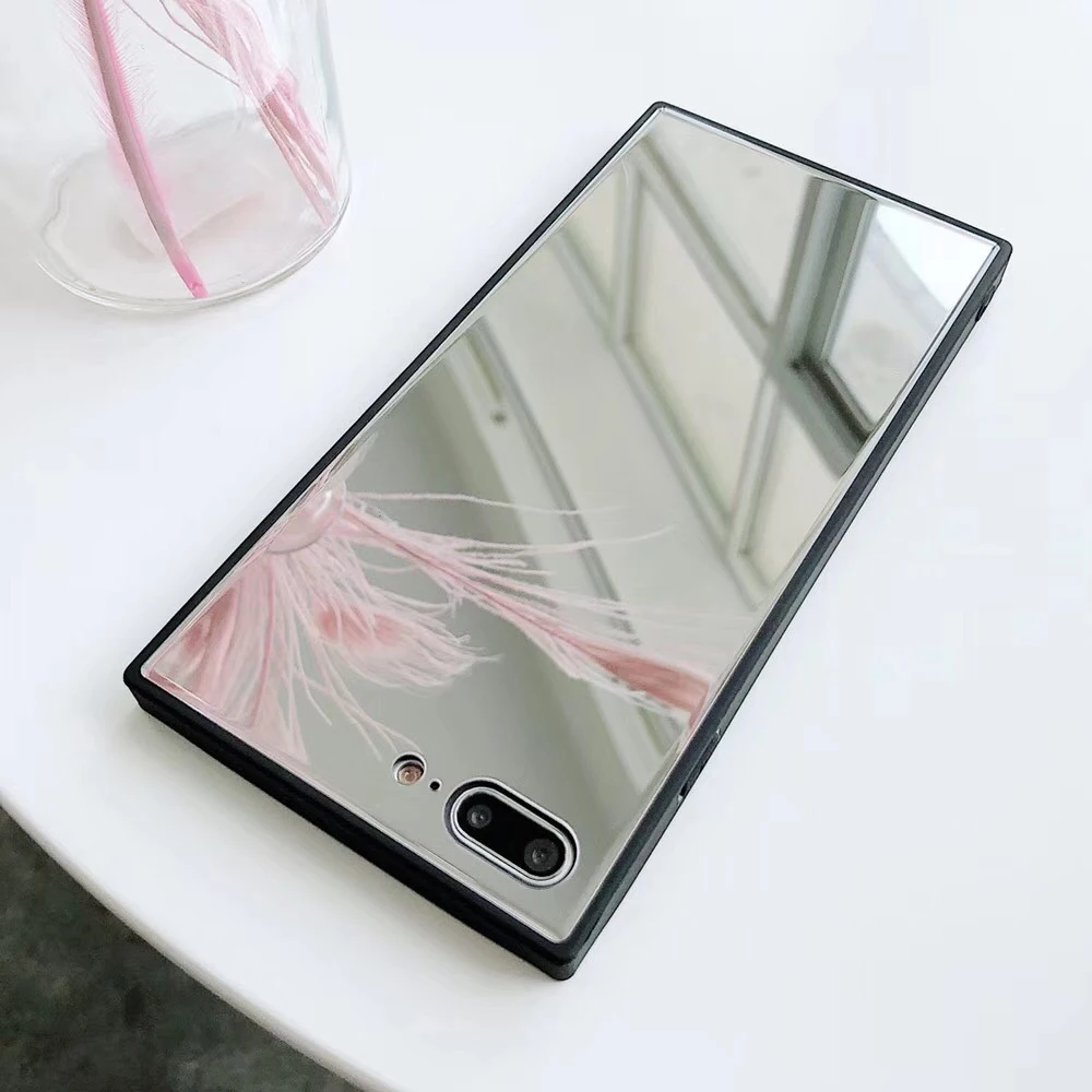 Зеркальный квадратный чехол для телефона с девушкой макияжа iPhone 12 Mini 11 Pro Max XR XS 7 8