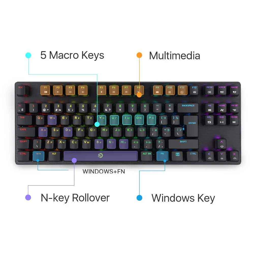 DREVO tyrfing V2 87/88 ключ Русский Макет RGB подсветкой компактная Игры Механическая