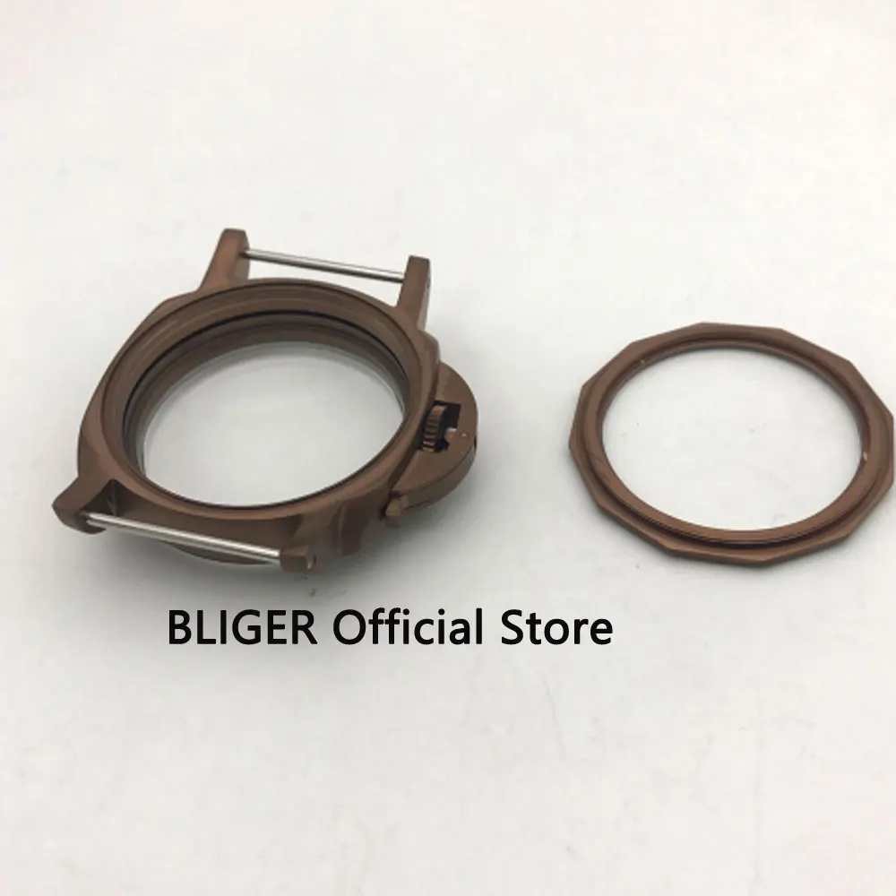 Чехол для часов BLIGER 47 мм из нержавеющей стали 316L с кофейным покрытием, подходит для ETA 6497 6498 ST 3600 3620 механизм с ручным заводом BC78