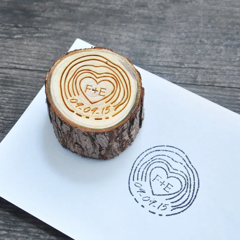 Настраиваемый штамп с инициалами и датой персонализированный деревянный столб