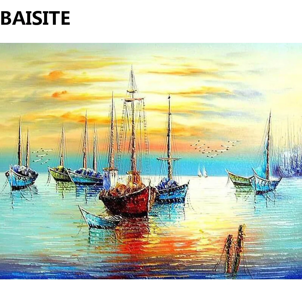BAISITE DIY картина маслом в рамке по номерам цветы картины холст для гостиной стены