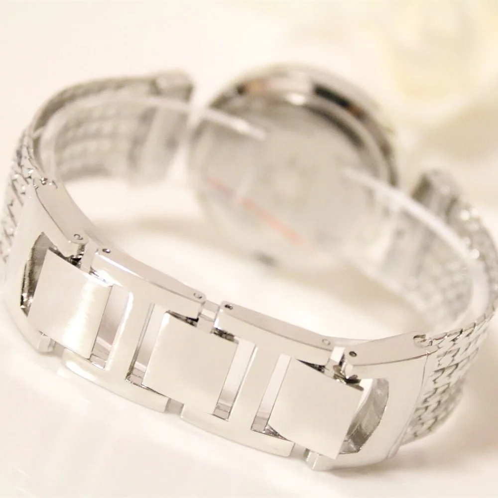 Часы наручные BS женские со стразами модные роскошные золотистые с браслетом |