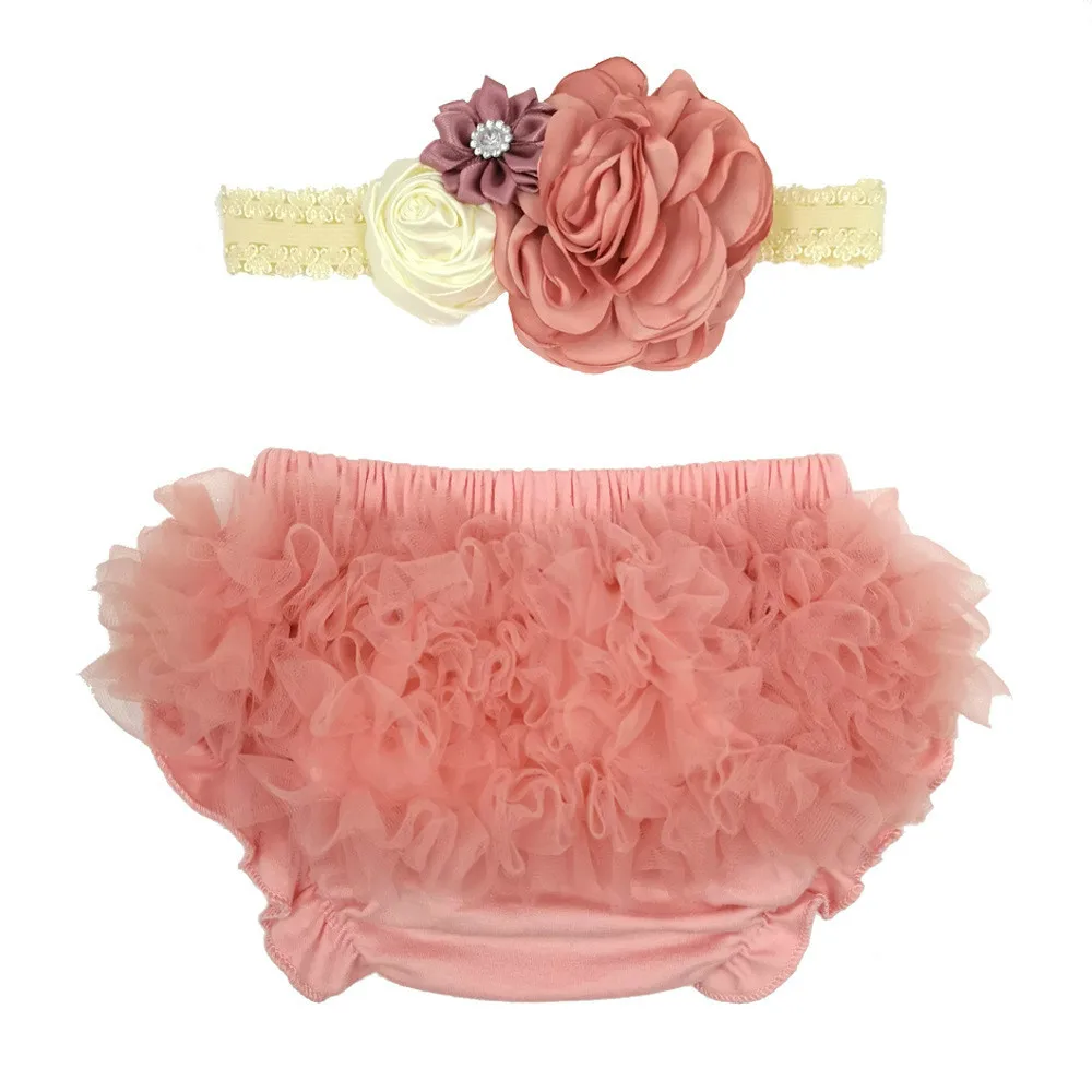 

Baby Girls Ruffle Shorts with Headband Toddler Lace Layered Tutu PP Pants Newborn Girl Bottom Bloomer Outfit Photography Props