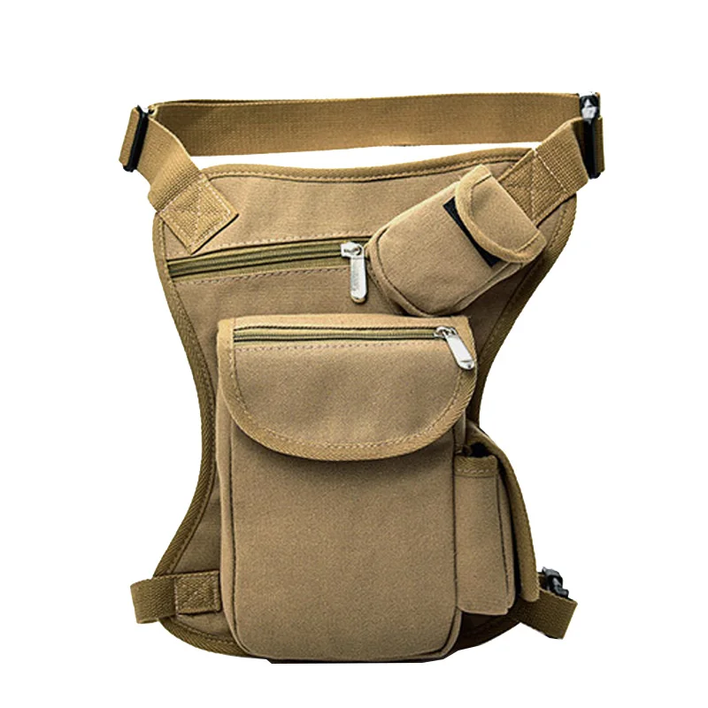 Khaki Leg Bag Модная Холщовая Сумка для ног для женщин и мужчин, повседневная многофункциональная тактическая поясная сумка, поясная сумка для ног, поясная сумка для мальчиков, мото и Байкерский карман - Цвет: Khaki Leg Bag