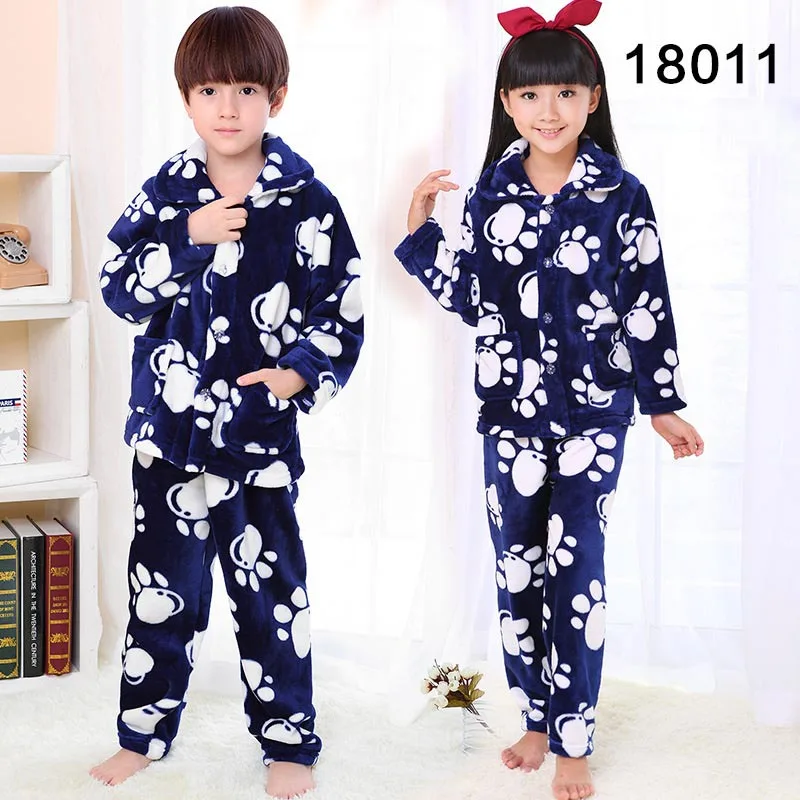 Pyjamas Детские зимние пижамы, фланелевая одежда для сна пижамы для мальчиков и девочек, коралловый флис, Детские пижамные комплекты одежда для детей 6, 8, 10 лет одежда для сна, домашняя одежда - Цвет: Pyjamas