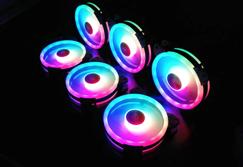 Цветной 120 мм круглый RGB cpu охлаждающий вентилятор+ пульт дистанционного управления с двойной диафрагмой светодиодный светящийся ПК корпус тихий вентилятор водяного охлаждения
