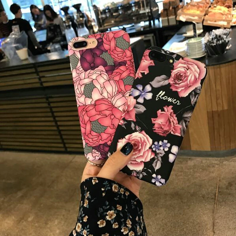 Flowers Phone Case For iPhone 7 8 plus 6 6S Coque Funda Plastic Hard iphone 7Plus Back Cover |