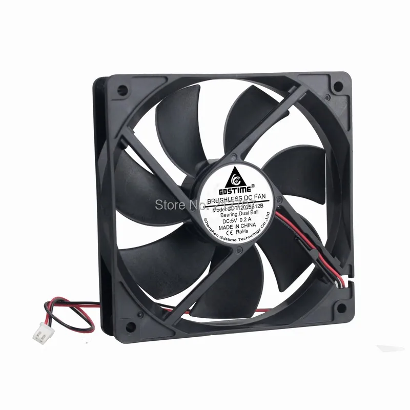 Gdstime 1 шт. 120 мм 5 в 0.2A шарикоподшипник 120x120x25 1500 об/мин DC бесщеточный вентилятор