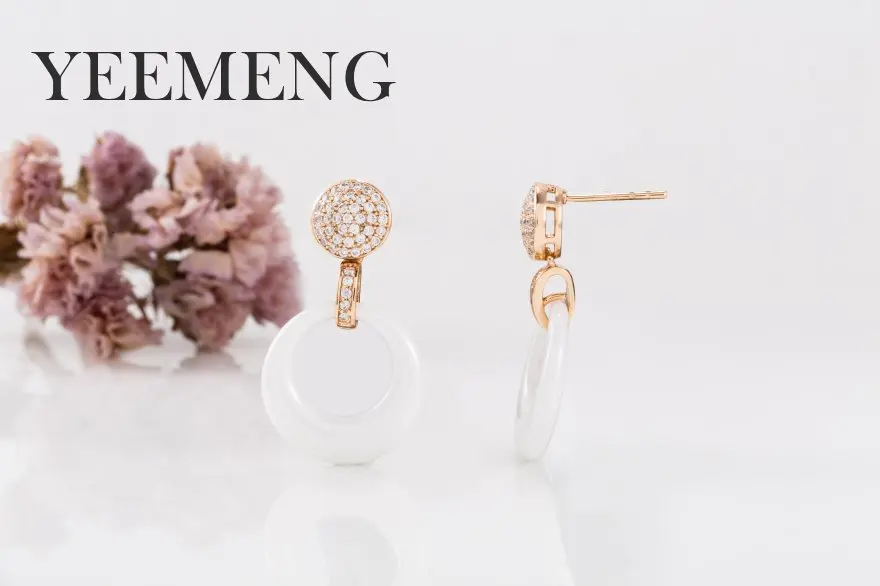 YEEMENG, простой стиль, женские серьги-капли, гладкий белый круг, керамика, с микро-цирконами, висячие серьги, ювелирные изделия, вечерние, подарок