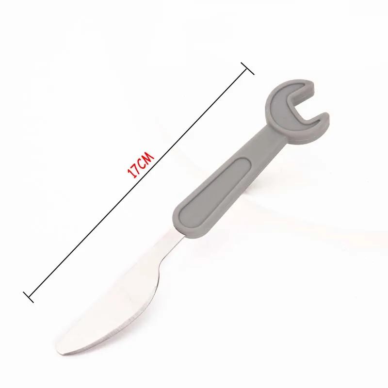 Tool Style Flatware Children Dinnerware Set Spanner Design Steak Knife Kid Tableware Soup Scoop Dinner Fork 3pcs | Дом и сад
