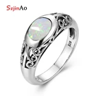 Szjinao оптовая продажа высокого качества для женщин не вызывающие аллергию в форме ювелирных изделий Винтаж Натуральная 925 пробы серебряные кольца для женщин белый опал, подарок