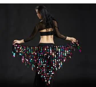 as picture Танец живота Костюм Bling Sequine хип шарф Племенной Бахрома Кисточкой обёрточная бумага пояс сплошной цвет Красный Серебряный Золотой - Цвет: as picture