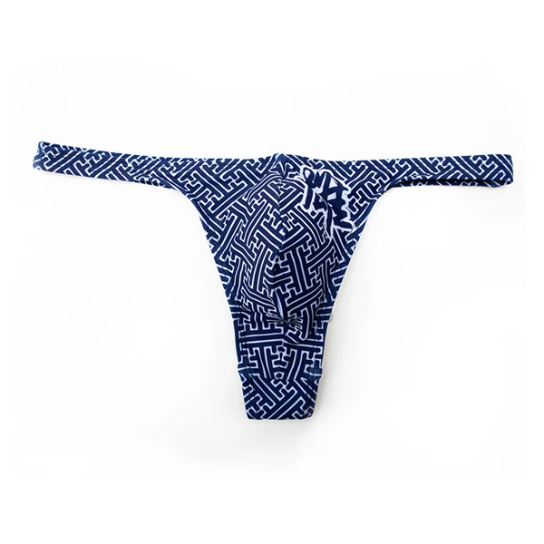 Sexy Low Waist Men's Thong Swimsuits Swimming Trunks Tight Gay Men Swim Briefs Bikinis Swimwear Board Man Swimsuits no lacing - Цвет: Синий