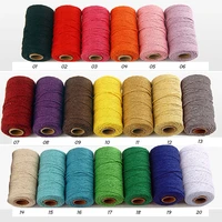 100yardsroll pure cotton twisted cord rope crafts macrame artisan string multicolor cotton linen rope home textiles 20color