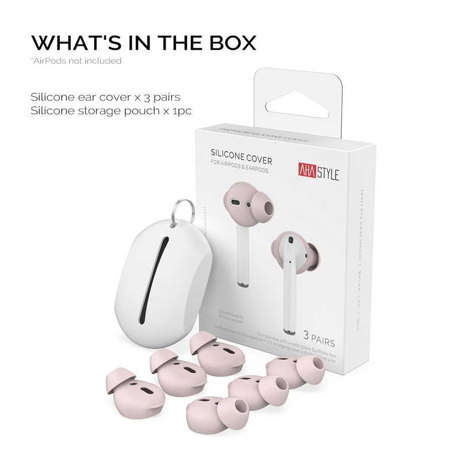 Pink set 3 пары для AirPods 2 Чехол для наушников чехол противоскользящие наушники-вкладыши шапки+ ушной крючок для хранения чехол для Apple Airpods 2 аксессуары - Цвет: Pink set