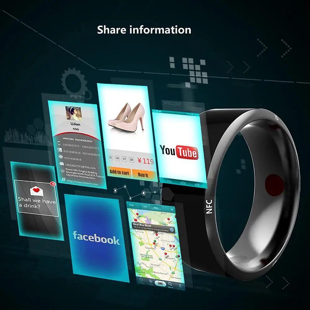 Jakcom R3 смарт-кольцо новая технология Волшебный палец для iOS Android Windows водонепроницаемый высокоскоростной NFC телефон умные браслеты