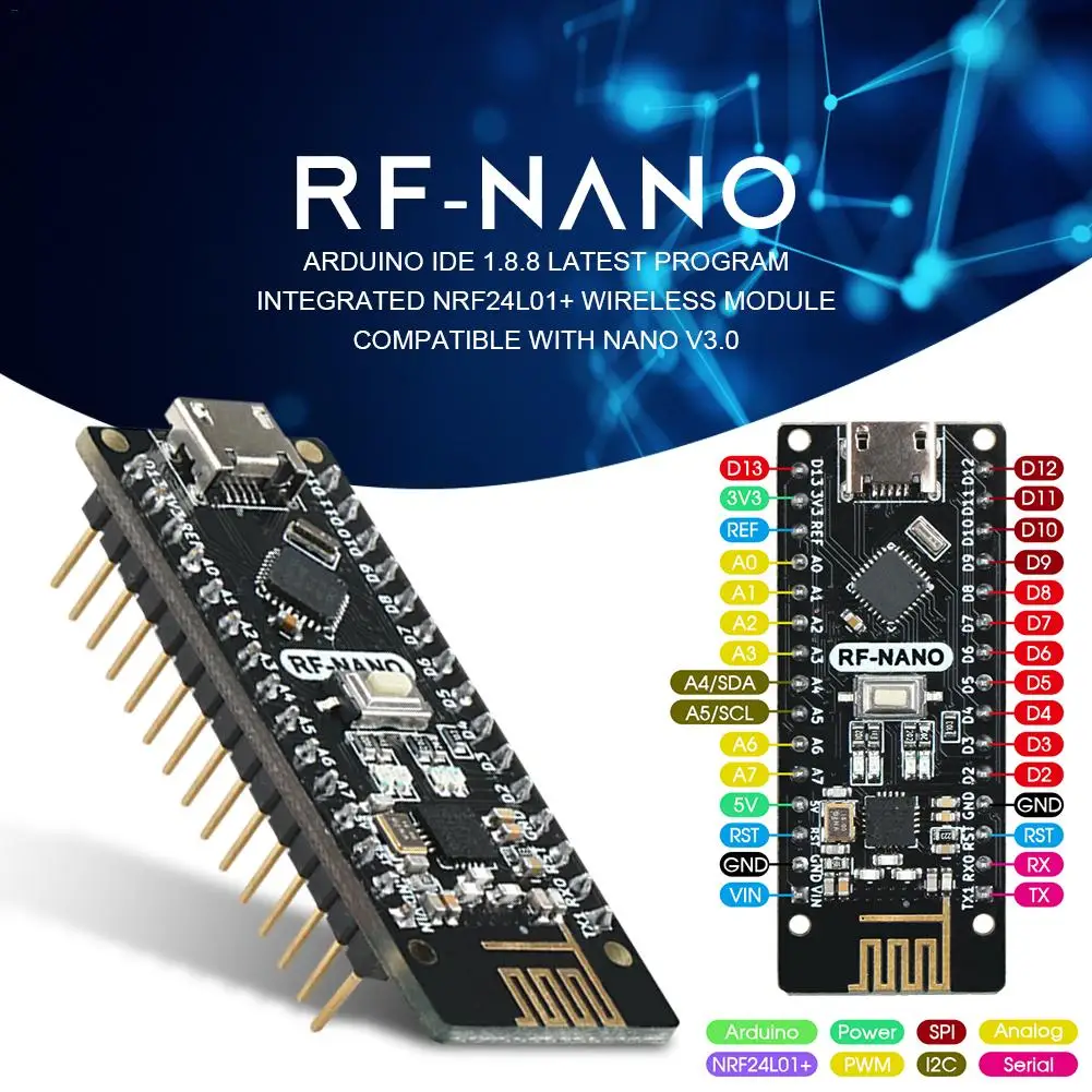 NRF24L01 + 2 4G беспроводной модуль Arwino NANO V3.0 = RF Nano интегрированная плата с интерфейсом