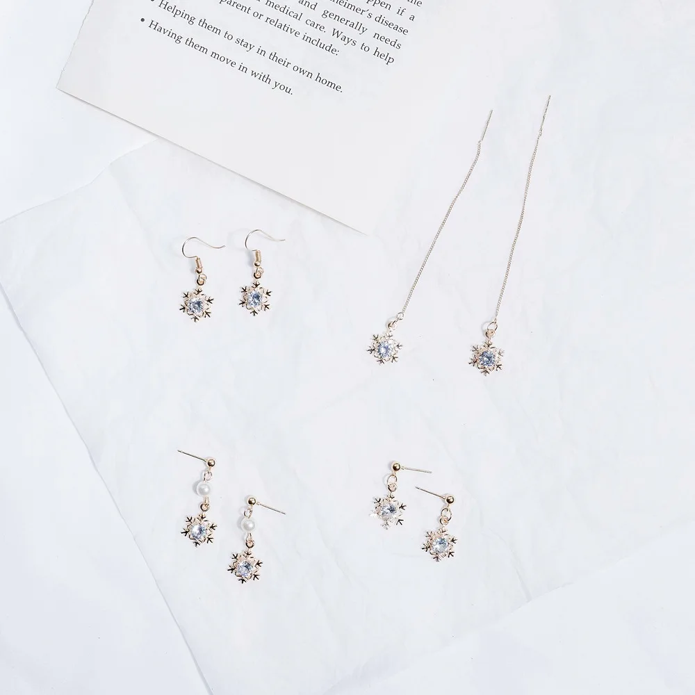 Блестящие классические серьги пусеты снежной погоды для женщин блестящие