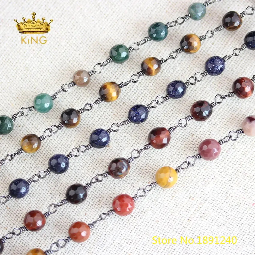 Цепочки с бусинами 5 метров для ожерелья граненые круглые свободные бусины