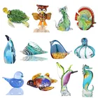 Фигурки животных из стекла H  D 16 видов стилей, миниатюрные пресс-папье, выдувные вручную, современные подарки в виде животного для друзей, аксессуары для украшения дома