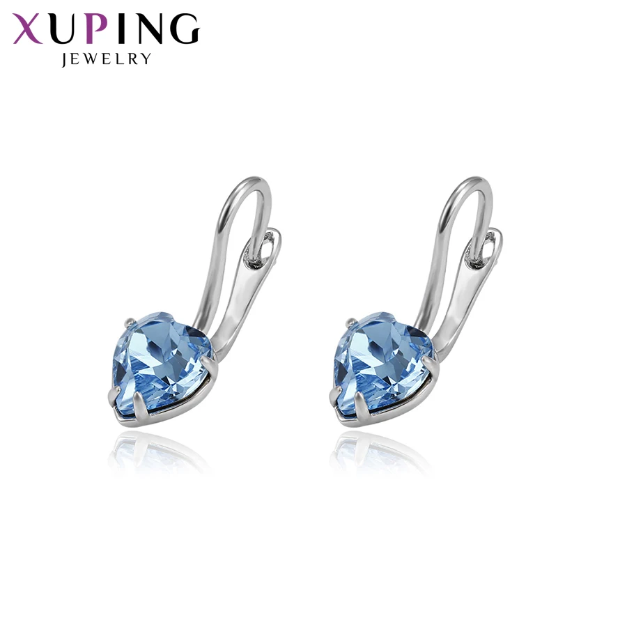Женские серьги в форме сердца Xuping простые с кристаллами Swarovski ювелирное изделие
