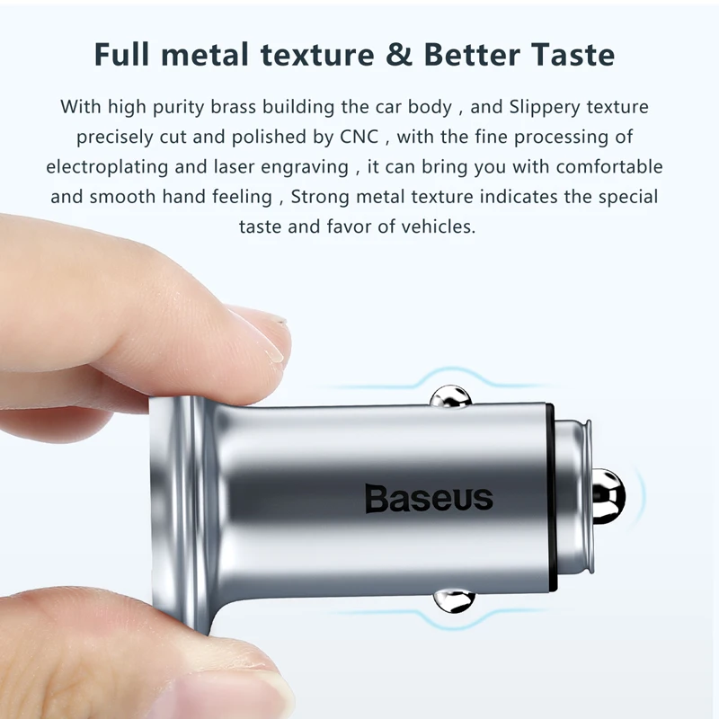 Baseus НЛО Full Metal Автомобильное Зарядное Устройство Двойной Порт 5 V 3.1A Смарт USB