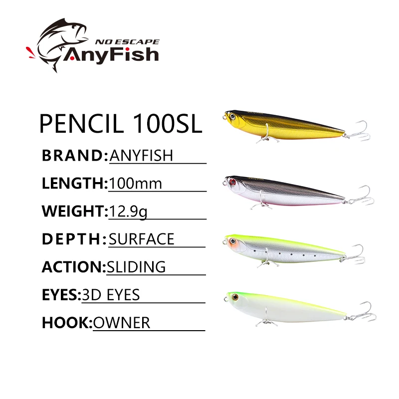 ANYFISH STAR PENCIL 100SL плавающая приманка для рыбалки жесткие приманки 10 см 12 9 г с 2