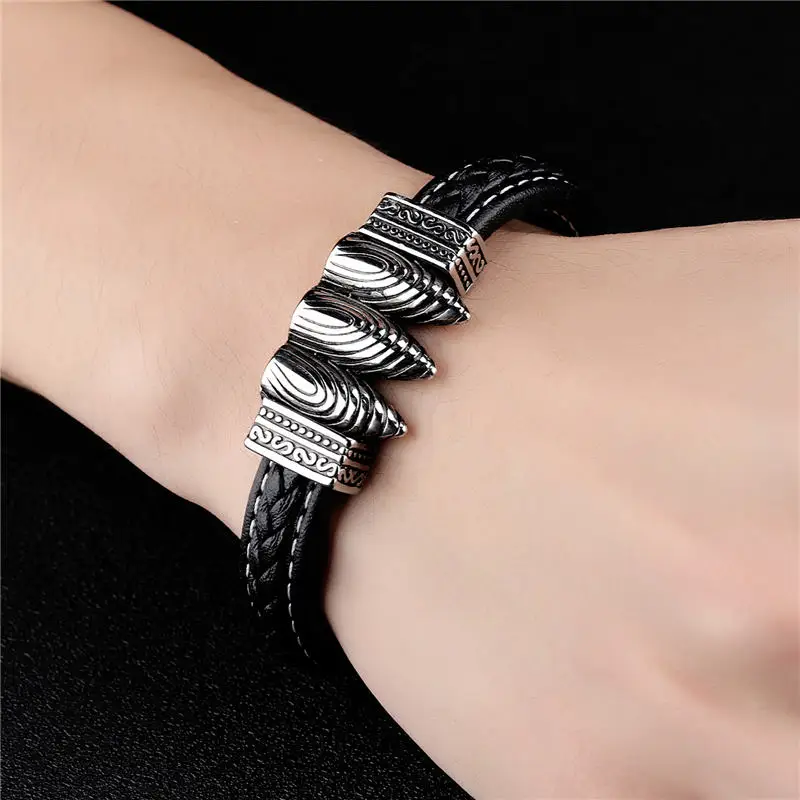 V.YA ювелирный повседневный мужской браслет из искусственной кожи и модный с тремя