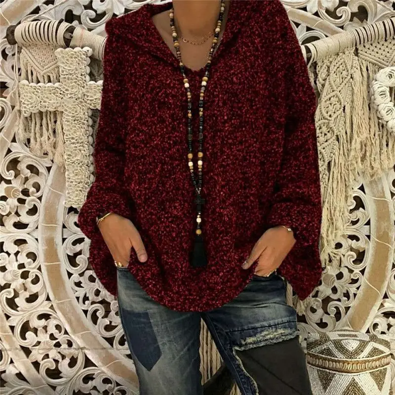 wine hoodie Винно-красная однотонная черная толстовка с капюшоном Poleron Mujer, Вязаная толстовка с капюшоном, однотонная теплая туника с длинным рукавом, Зимний пуловер, свитшоты для женщин - Цвет: wine hoodie