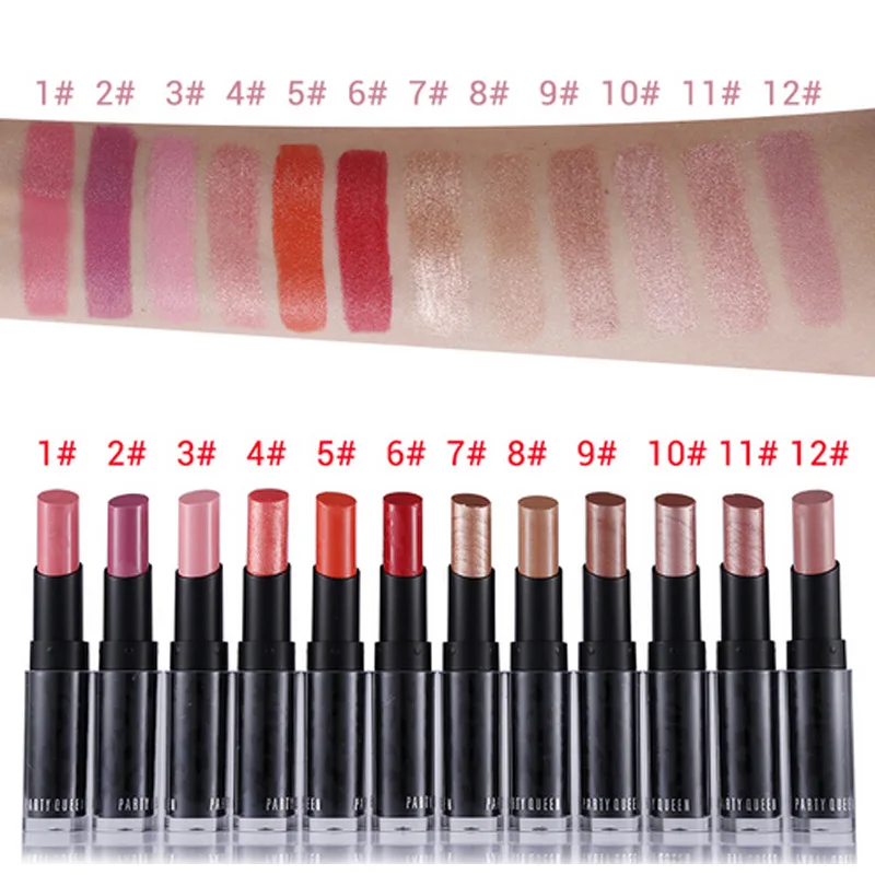 Блестящая губная помада цвета розового золота для вечеринки 12 видов цветов