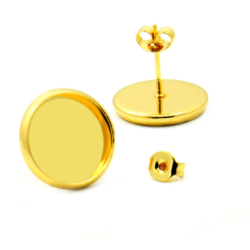 10 компл./лот подходит 8 мм 12 14 KC Золотой не поддаётся выцветанию серьги пустой